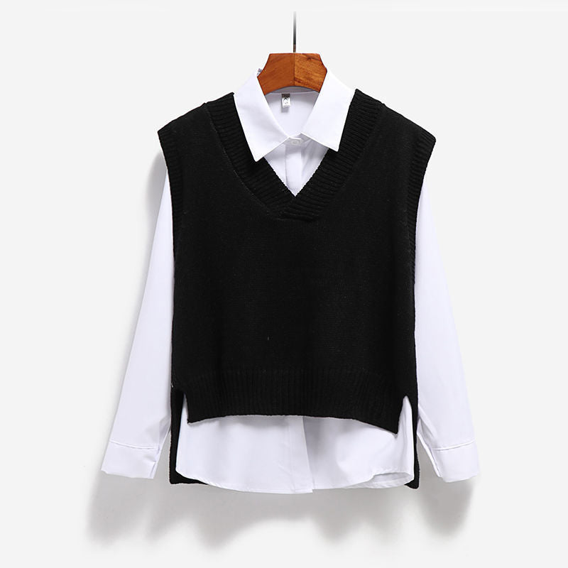 Sleeveless knitted wool vest