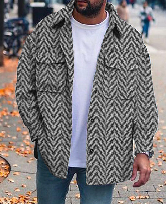 Denim Men Polo Coat Collar Top Men