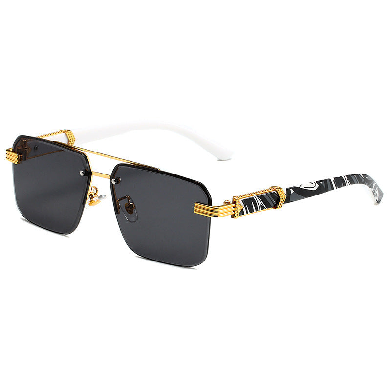 Semi-rimless Square Diamond Rimmed Sunglasses