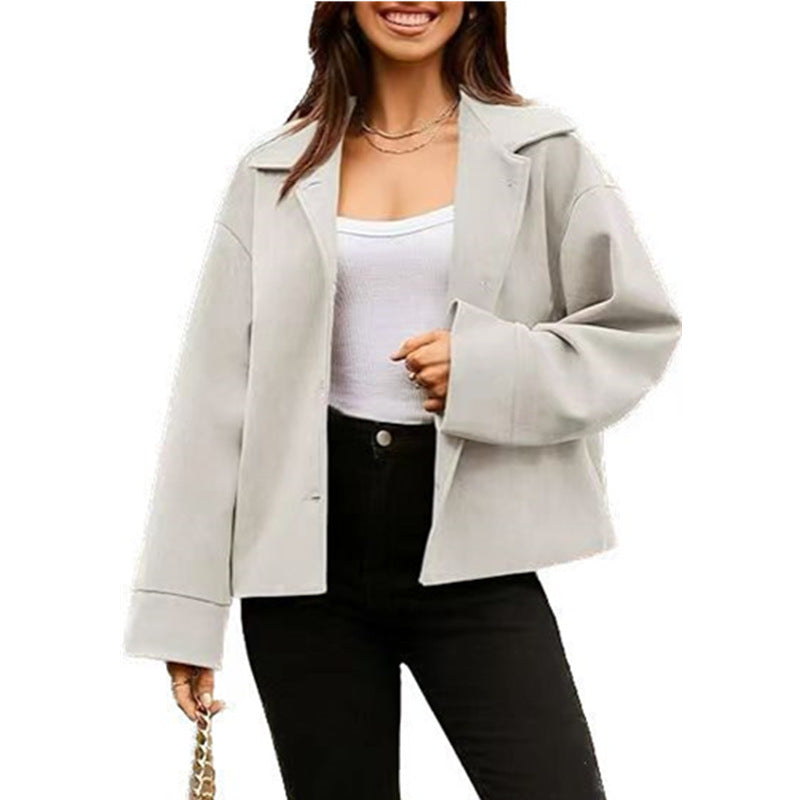 Women's Short Small Suit Long Sleeve Button Coat