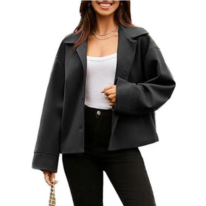 Women's Short Small Suit Long Sleeve Button Coat