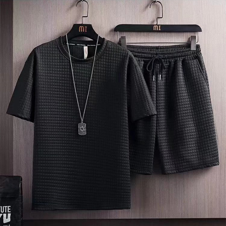 Half Sleeves T-shirt Shorts Two-piece Casual Men's Clothing