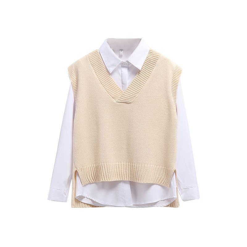 Sleeveless knitted wool vest