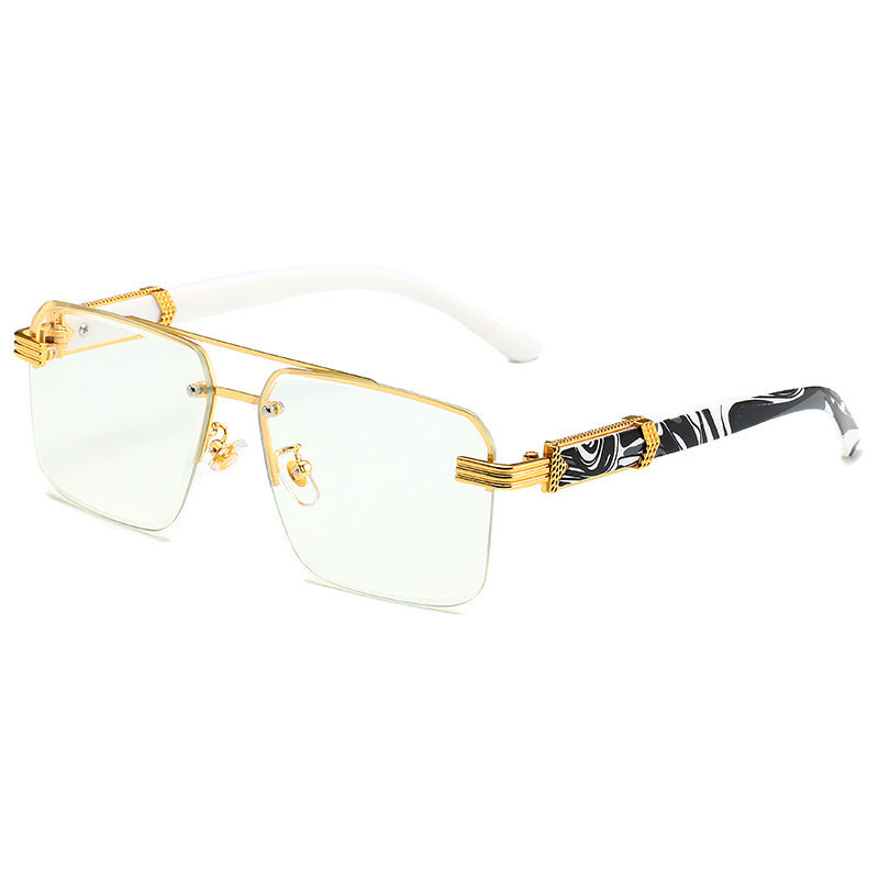 Semi-rimless Square Diamond Rimmed Sunglasses