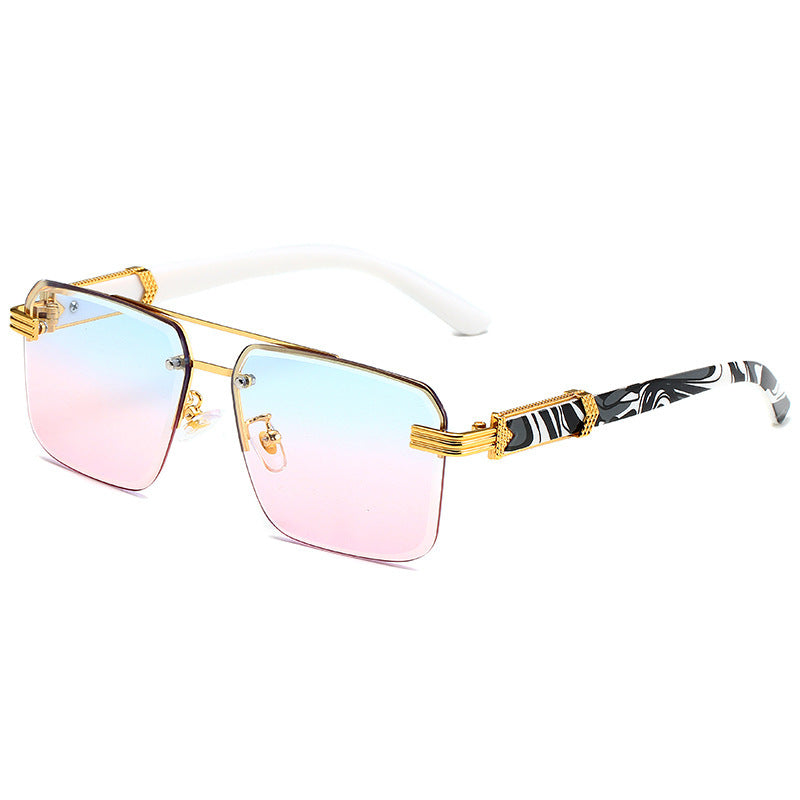 Semi-rimless Square Diamond Rimmed Sunglasses