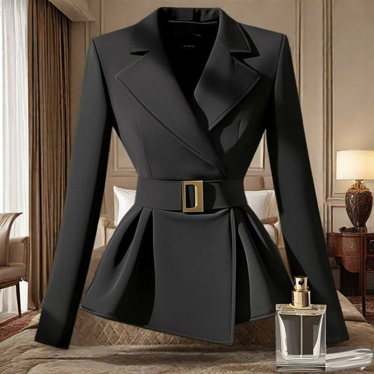 Black Suit Slim-fit Jacket Elegant Socialite Design Sense