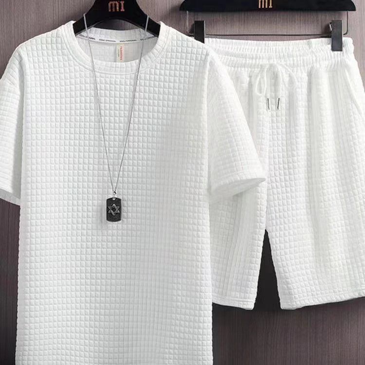 Half Sleeves T-shirt Shorts Two-piece Casual Men's Clothing