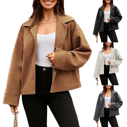 Women's Short Small Suit Long Sleeve Button Coat