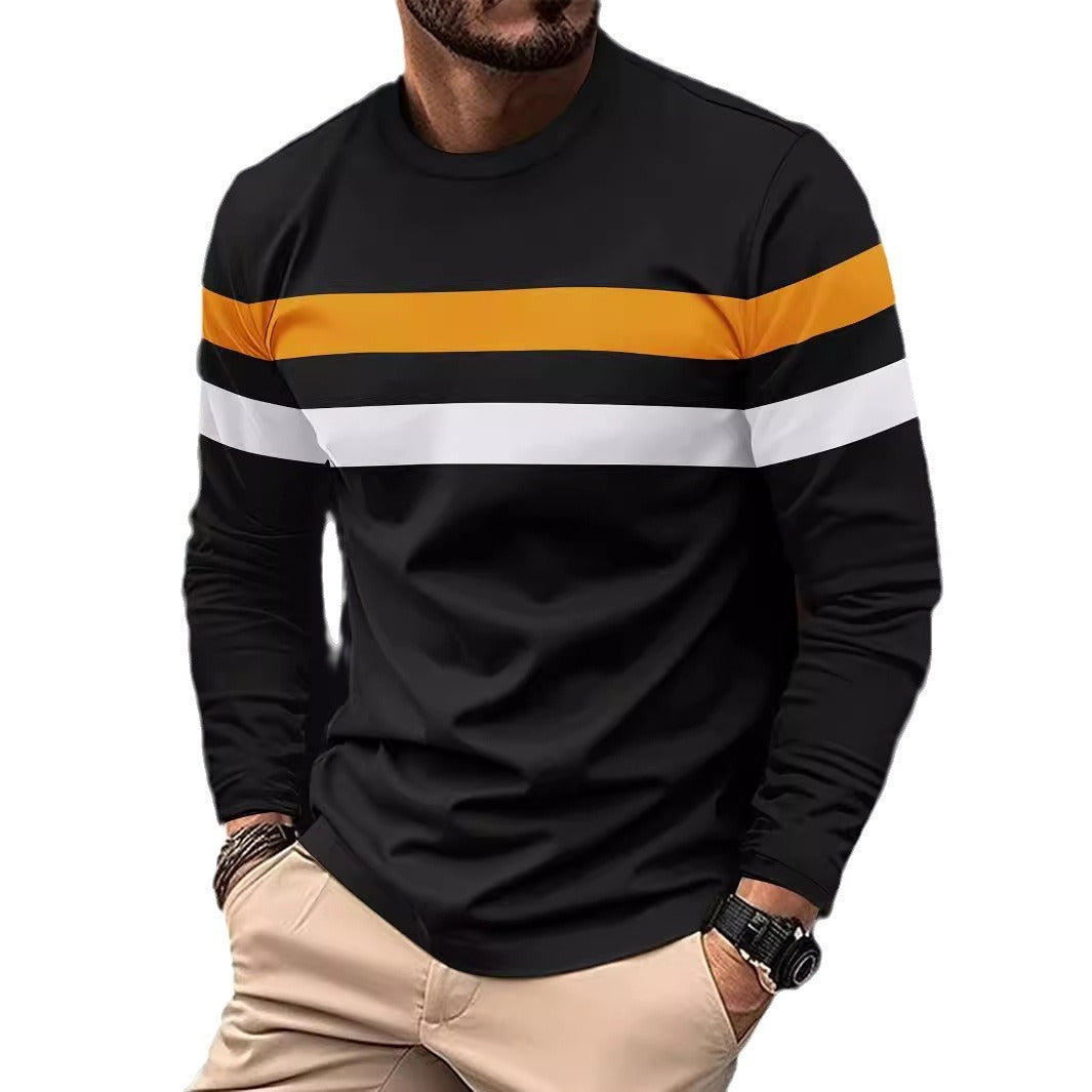 Men's Casual Round Neck Long Sleeve T-shirt Top