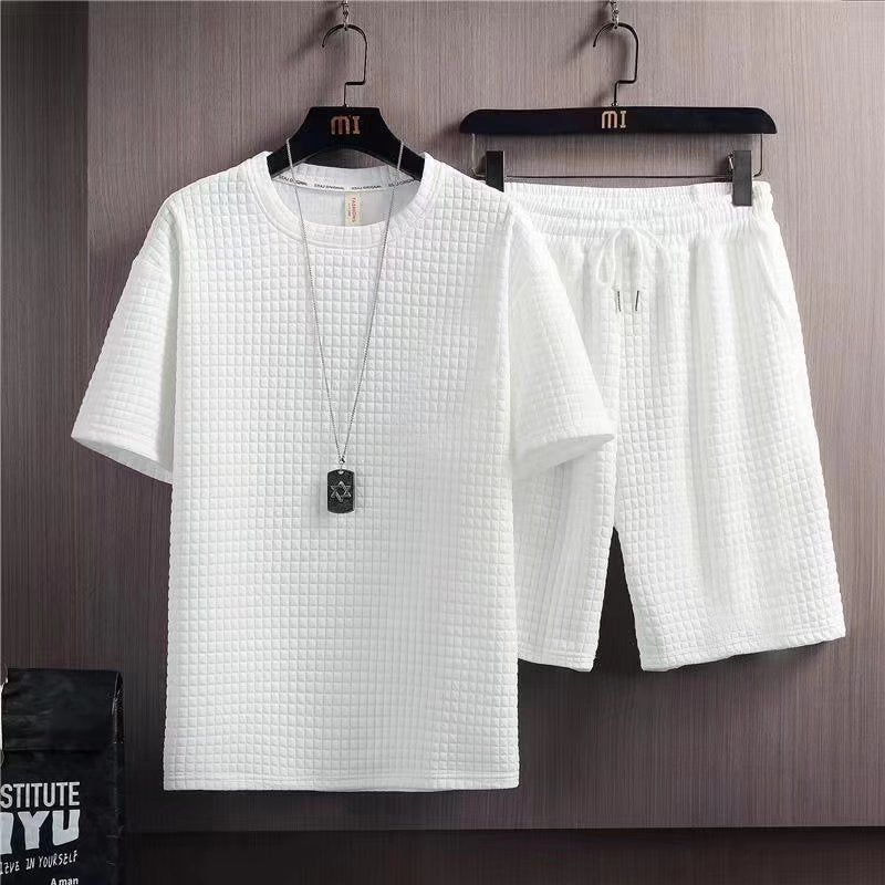 Half Sleeves T-shirt Shorts Two-piece Casual Men's Clothing