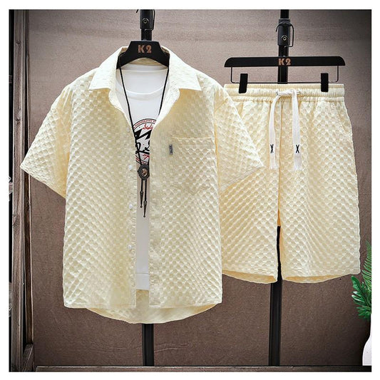 Youth Summer Suit Men's Loose Casual Shirt Short-sleeved Shorts